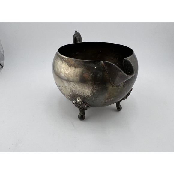 Vintage Tableware Antique Hand Made Silver-Plated Metal‎ Footed Creamer - Picture 4 of 8
